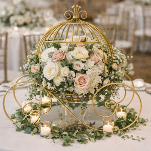 Hire Gold Carriage Wedding Table Centrepiece Stand