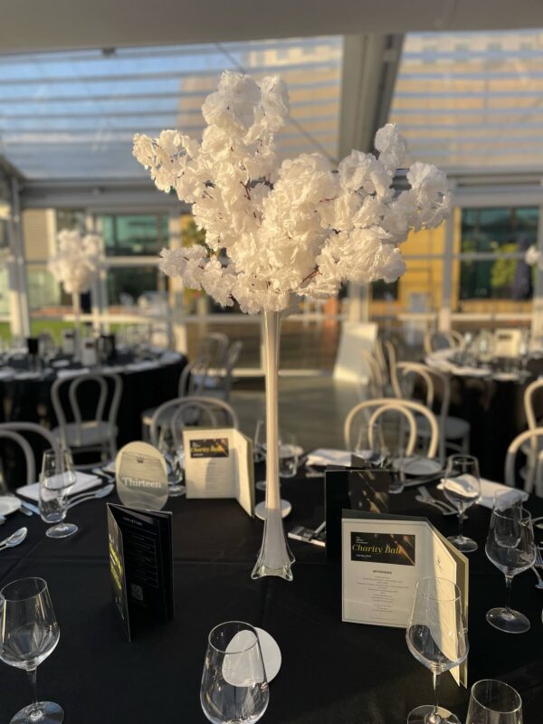 hire cherry blossom white table centerpieces melbourne