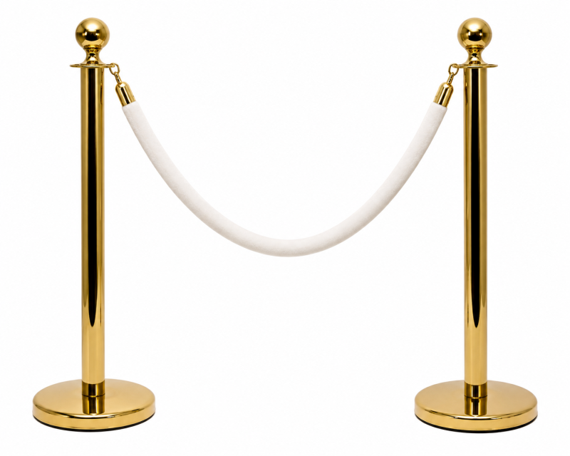 Hire Gold Event Bollards with White Rope