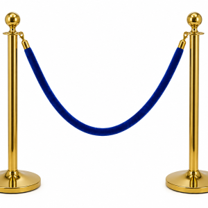 Hire Gold Event Bollards with Royal Blue Rope