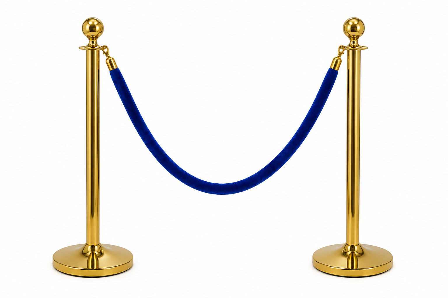 Hire Gold Event Bollards with Royal Blue Rope