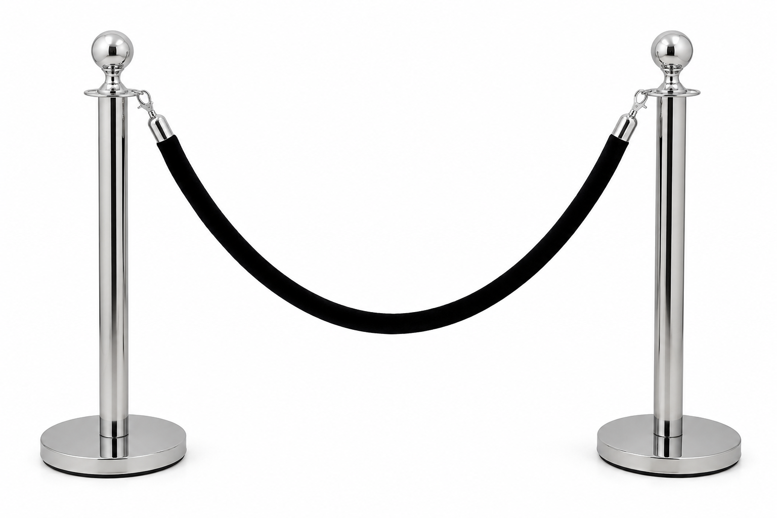 Hire Silver Event Bollards with Black Ropes