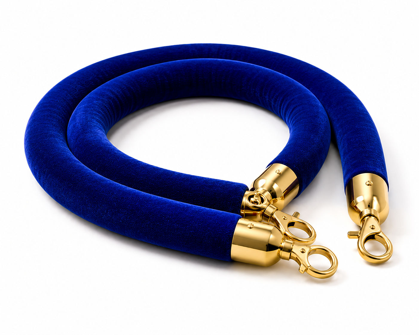 Hire Velvet Ropes Royal Blue Gold Chrome Ends 1.5m