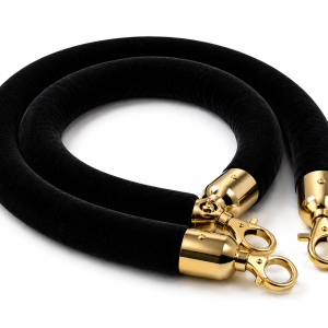 Hire Velvet Ropes Black Gold Chrome Ends 1.5m
