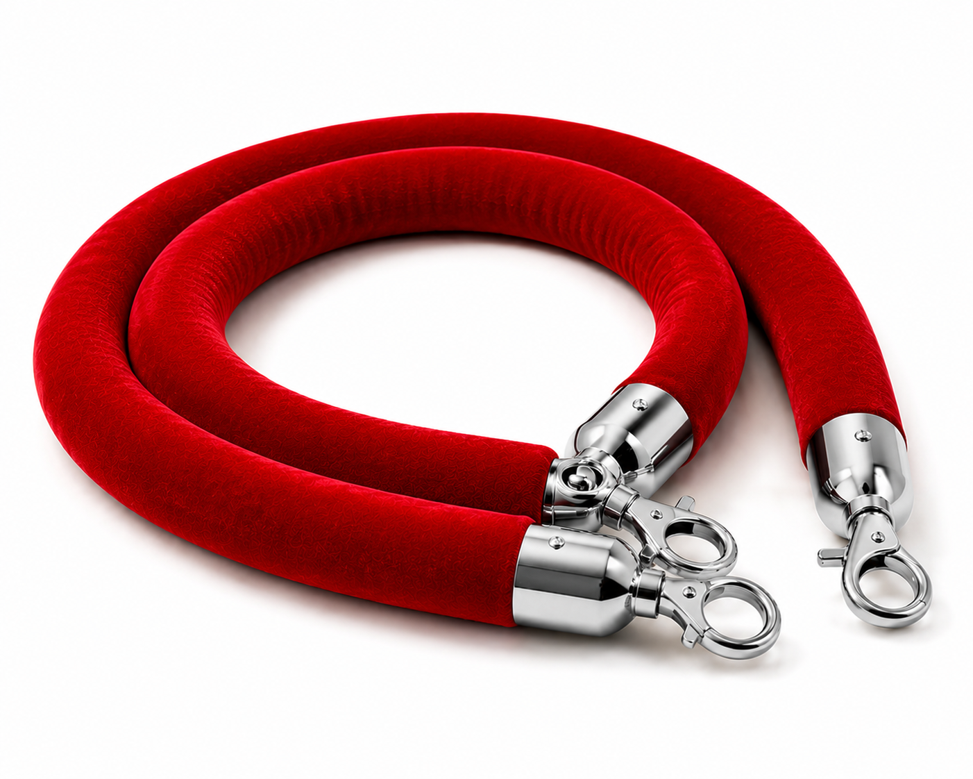 Hire Velvet Ropes Red Silver Chrome Ends 1.5m