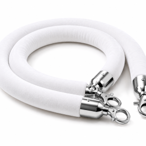 Hire Velvet Ropes White Silver Chrome Ends 1.5m