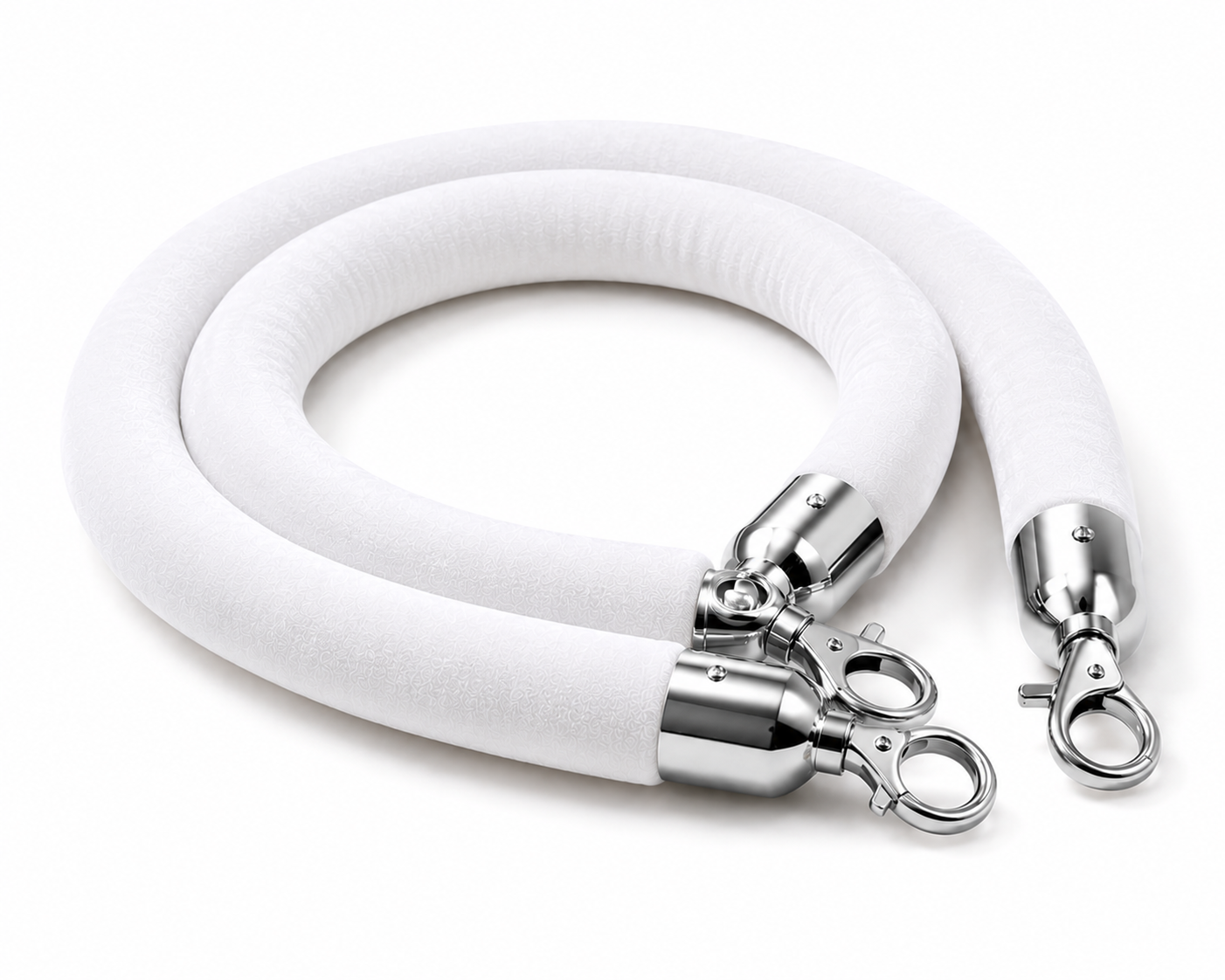 Hire Velvet Ropes White Silver Chrome Ends 1.5m